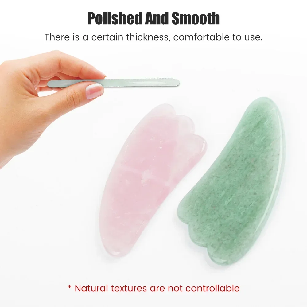Gua Sha Tool Rose Quartz - 천연 옥석 괄사 마사지 보드 로즈