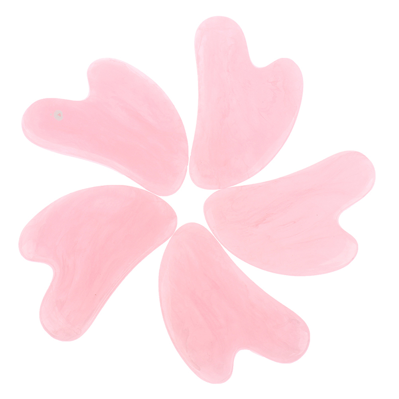 Gua Sha Tool Rose Quartz - 5개입 핑크 천연 옥 로즈쿼츠 마사지