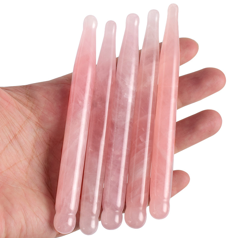 Gua Sha Tool Rose Quartz - 눈 마사지 펜 천연 로즈 쿼츠
