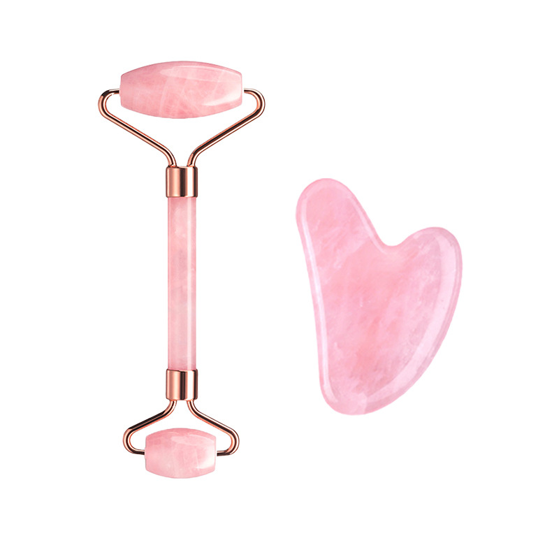 Gua Sha Tool Rose Quartz - 로즈 쿼츠 페이스 롤러 구아샤 마사지