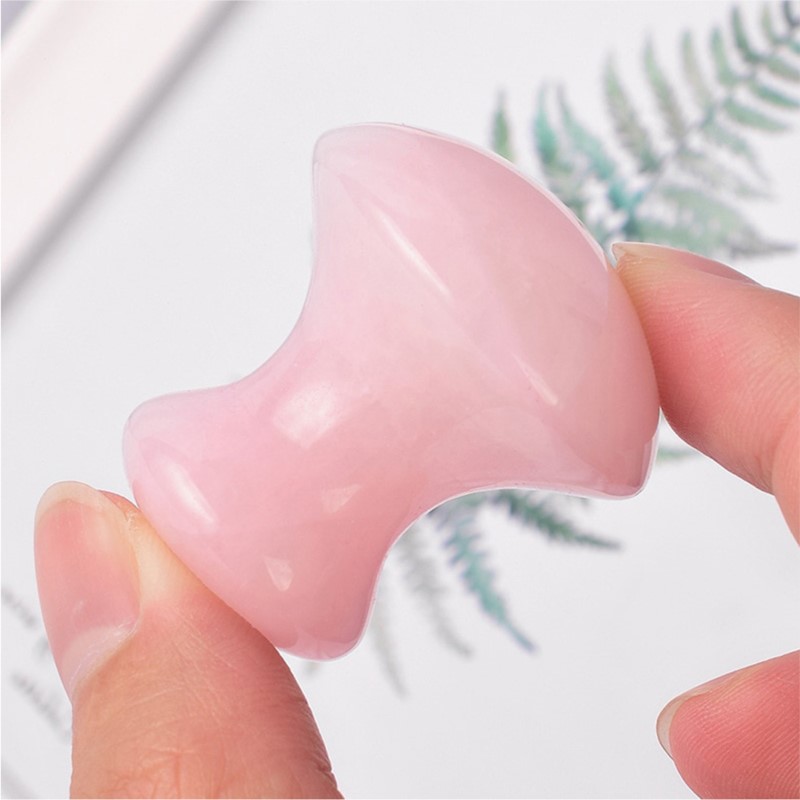 Gua Sha Tool Rose Quartz - 1개 버섯 모양 괄사 얼굴 마사지