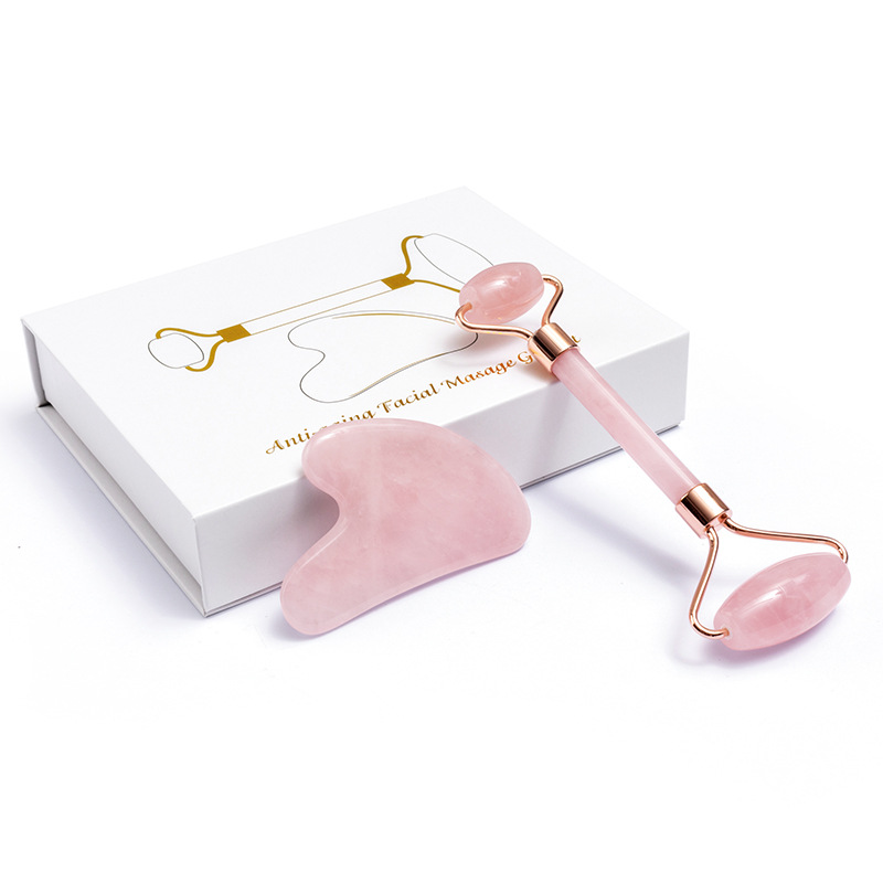 천연 로즈 쿼츠 옥 롤러 Gua 샤 스크레이퍼 세트 페 - Gua Sha Tool Rose Quartz 리뷰 및 가격