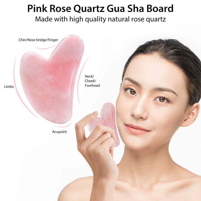 천연 로즈 쿼츠 옥 롤러 Gua 샤 스크레이퍼 세트 페 - Gua Sha Tool Rose Quartz 리뷰 및 가격