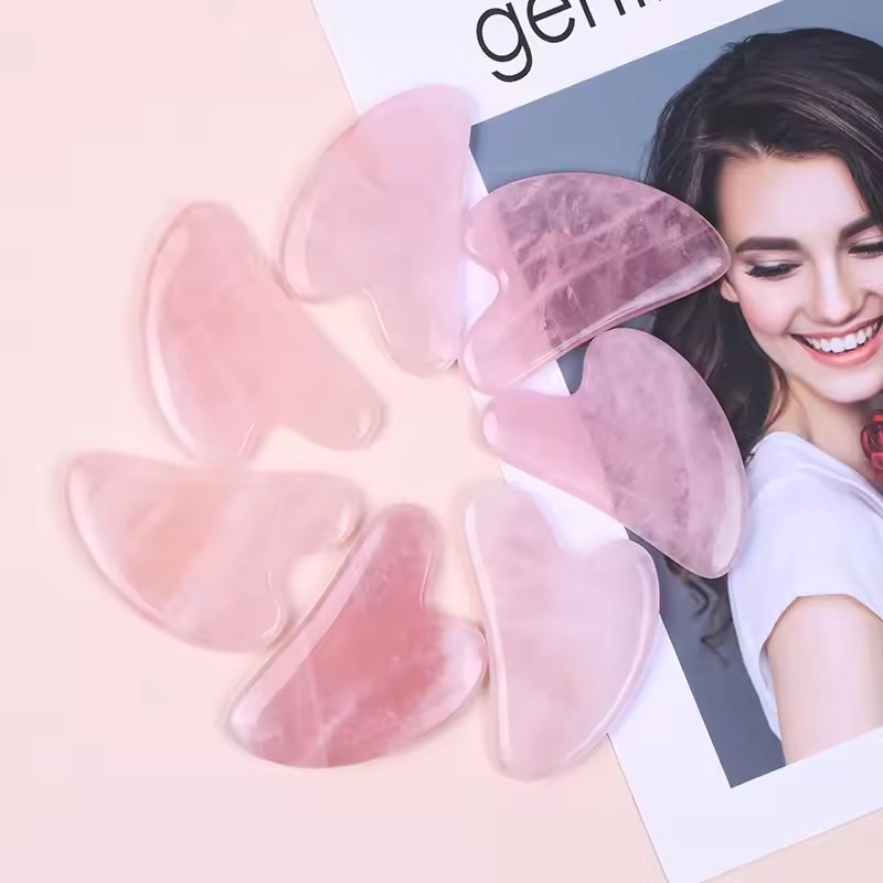 5개입 핑크 천연 옥 로즈쿼츠 마사지 스크래핑 마사지  - Gua Sha Tool Rose Quartz 리뷰 및 가격