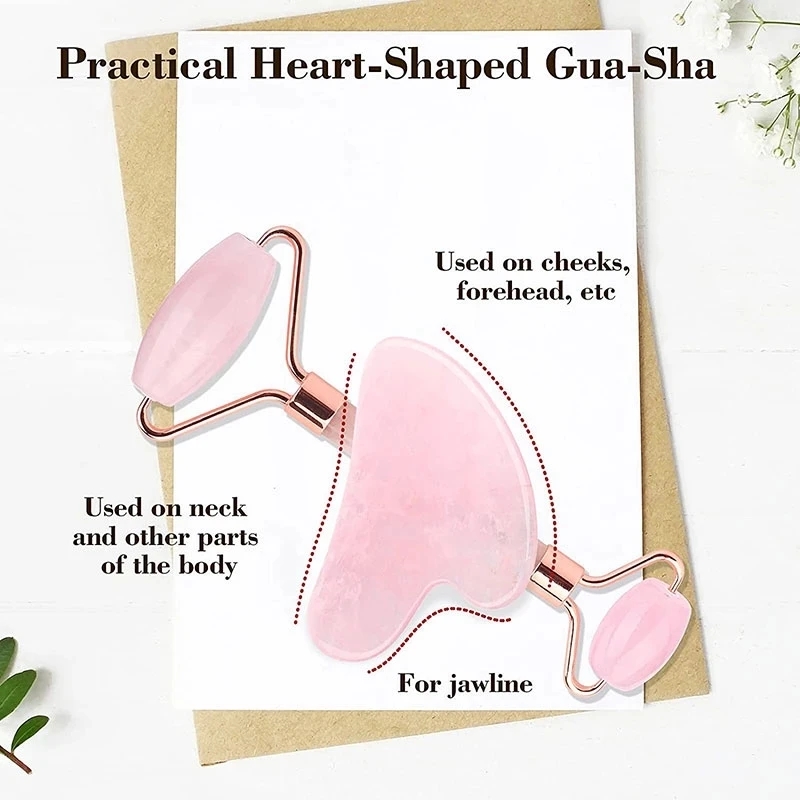 로즈 쿼츠 천연 옥 롤러 마사지기 구아샤 세트 흑요석  - Gua Sha Tool Rose Quartz 리뷰 및 가격