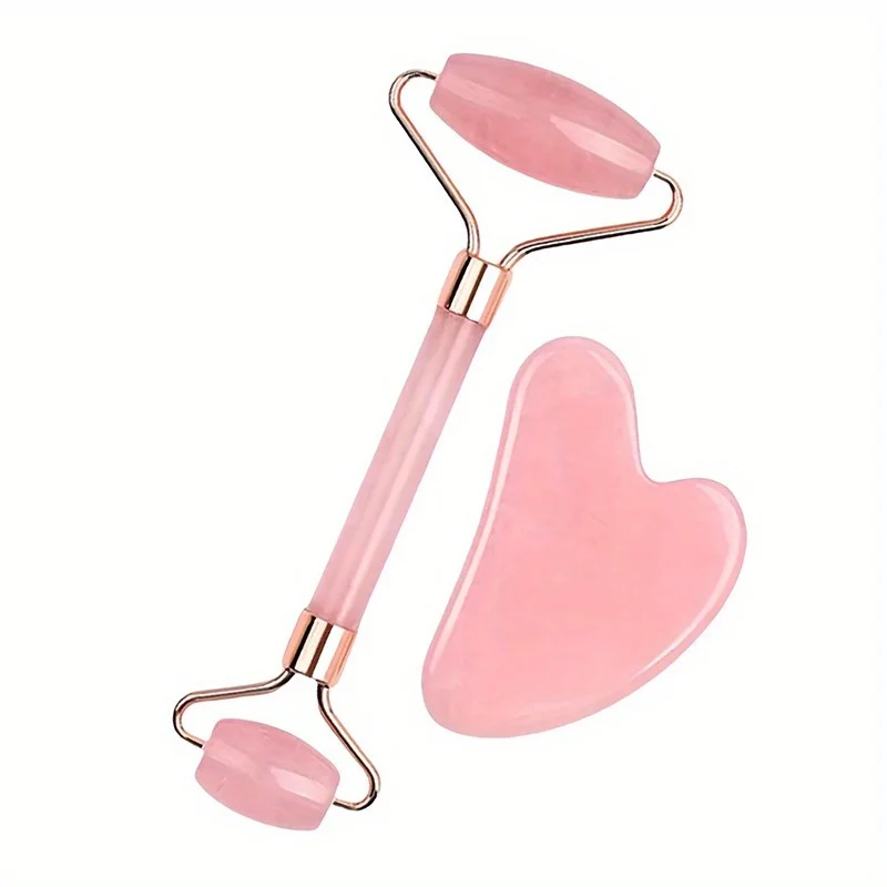 신제품 2개입 괄사 페이셜 스톤 페이셜 마사지 롤러 스 - Gua Sha Tool Rose Quartz 리뷰 및 가격