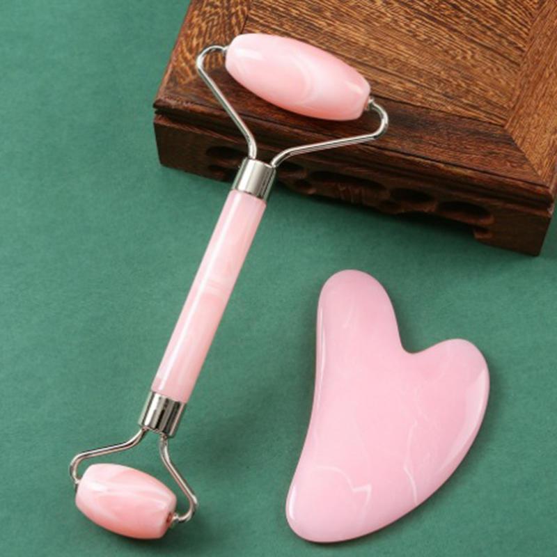 신제품 2개입 괄사 페이셜 스톤 페이셜 마사지 롤러 스 - Gua Sha Tool Rose Quartz 리뷰 및 가격